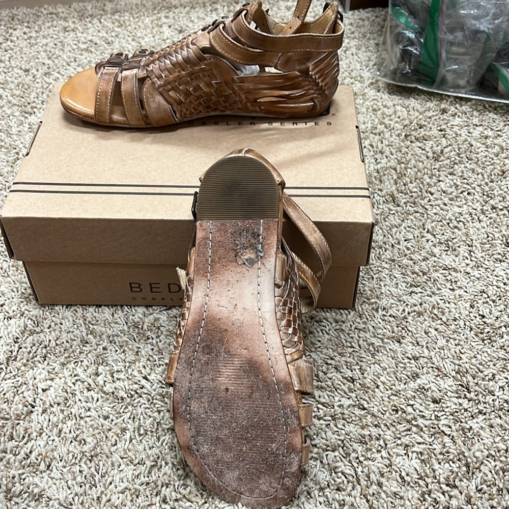 BED|STU Women's Woven Leather Sandals - Brown - Picture 3 of 4